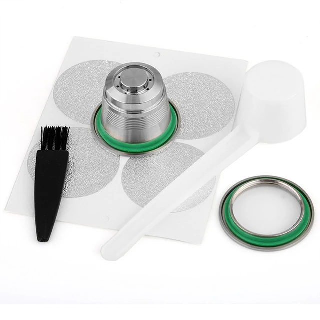Wiederverwendbare Nespresso-Kapsel aus Metall mit Aufkleber