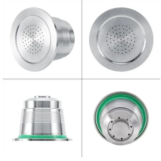 Reusable metal Nespresso capsule with screw closure