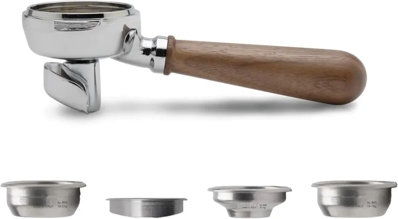 Lelit walnut wood spouted portafilter