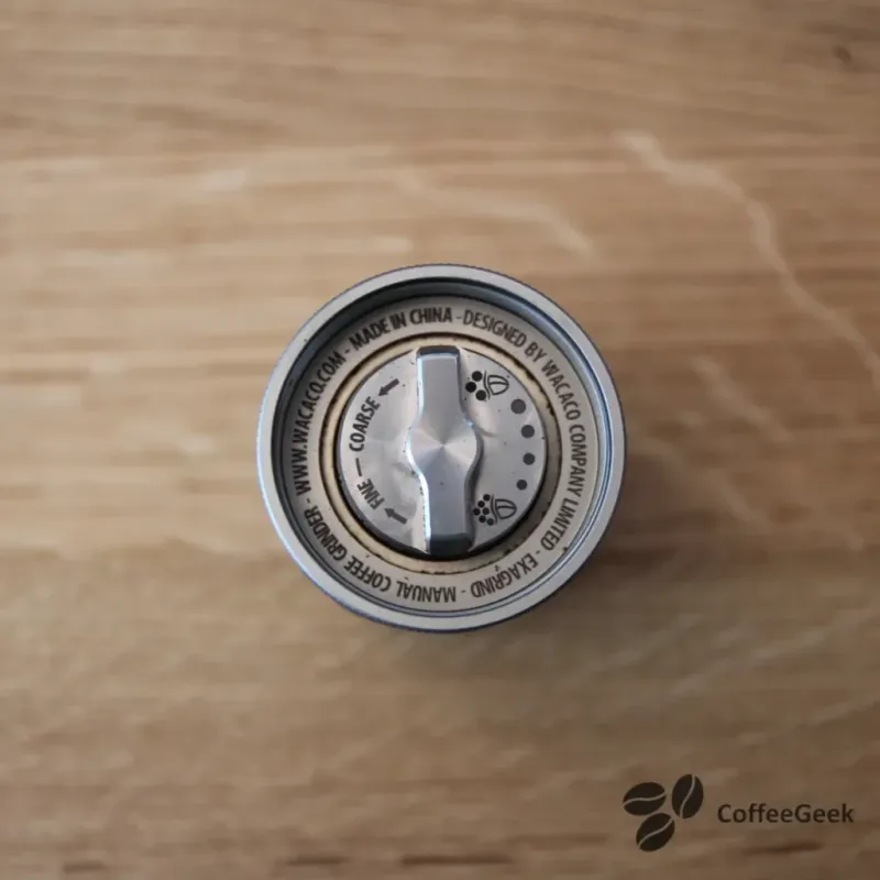 Adjustment dial of the Wacaco Exagrind coffee grinder