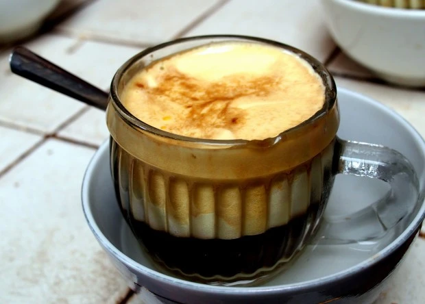 Vietnamese egg coffee in a cup