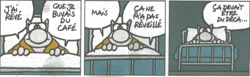 Comic strip extract Le Chat on decaffeinated coffee