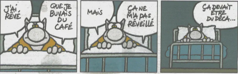 Comic strip extract Le Chat on decaffeinated coffee