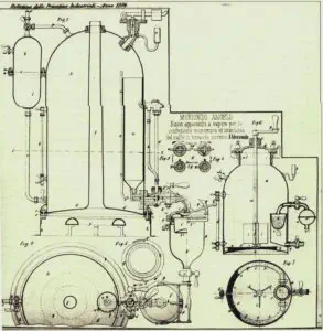 Patent of the first espresso machine by Angelo Moriondo