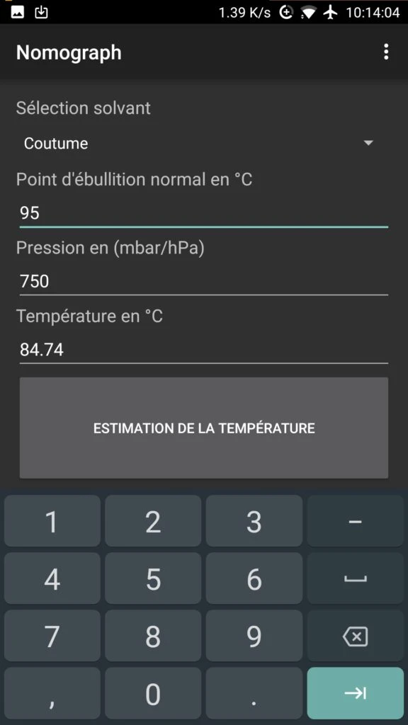 Calculation at 1500m altitude