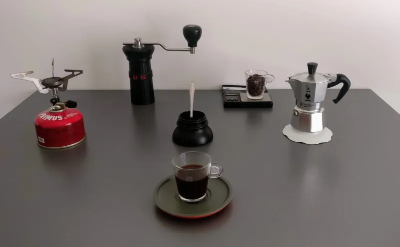 Served moka coffee