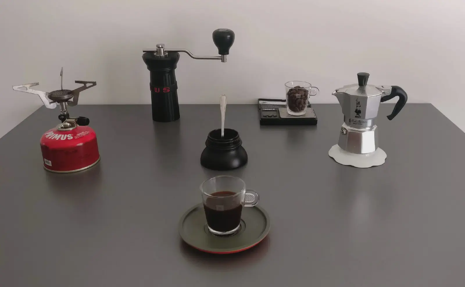 Served moka coffee