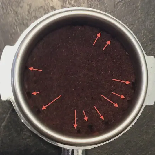 Diagram of espresso channeling formation
