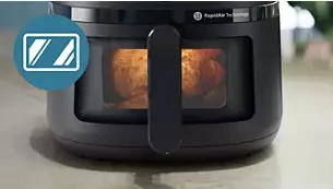 Glass window of the Philips Airfryer 2000 series for monitoring cooking