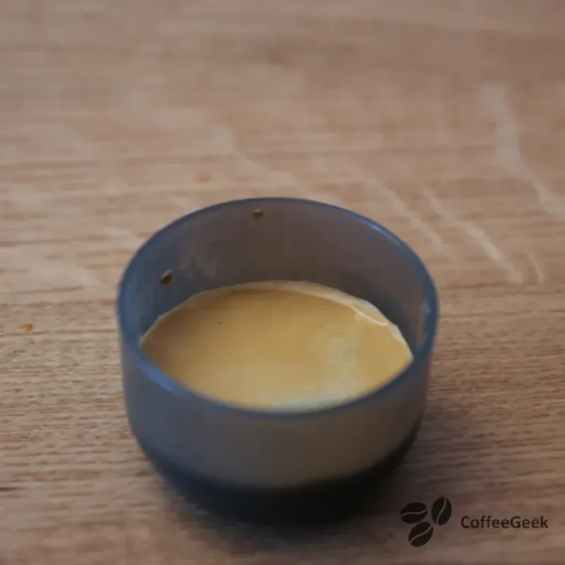 Espresso result in cup