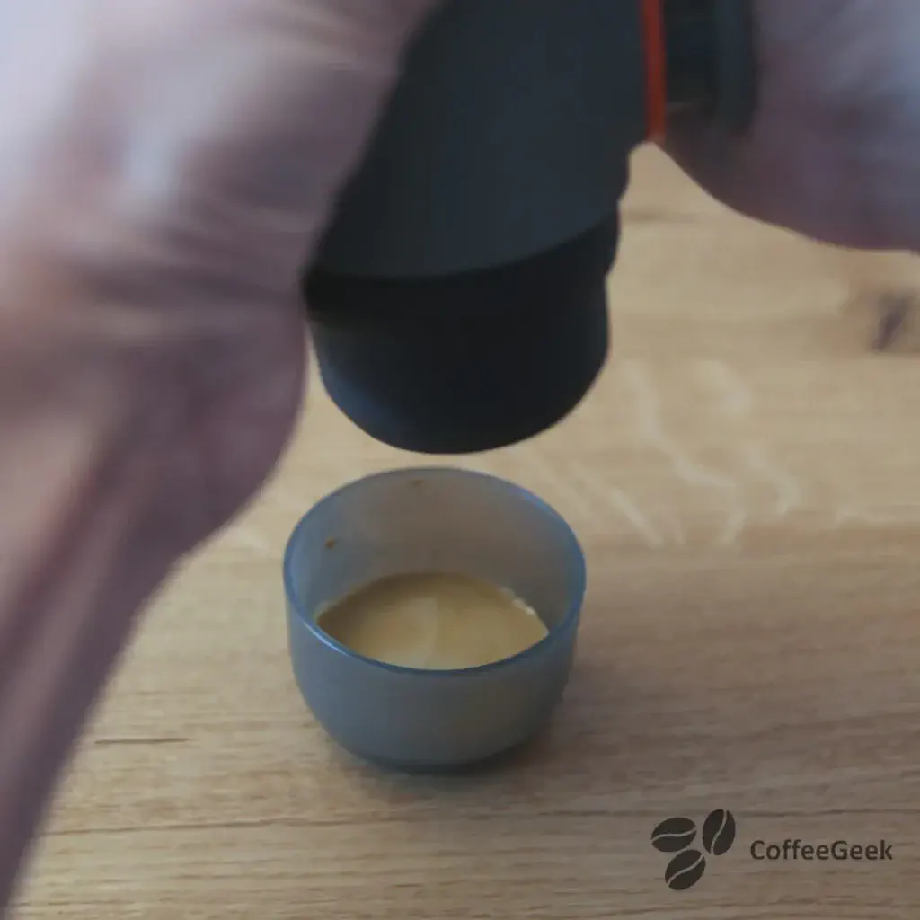 Espresso extraction in progress