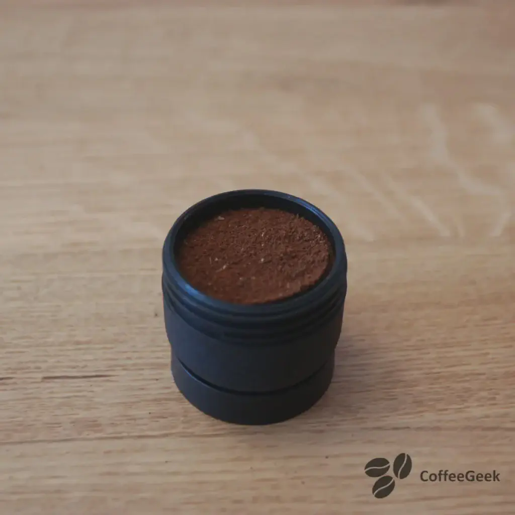 Filter with ground coffee