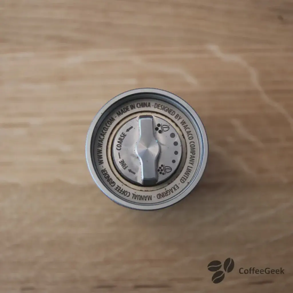 Adjustment wheel of the Wacaco Exagrind coffee grinder