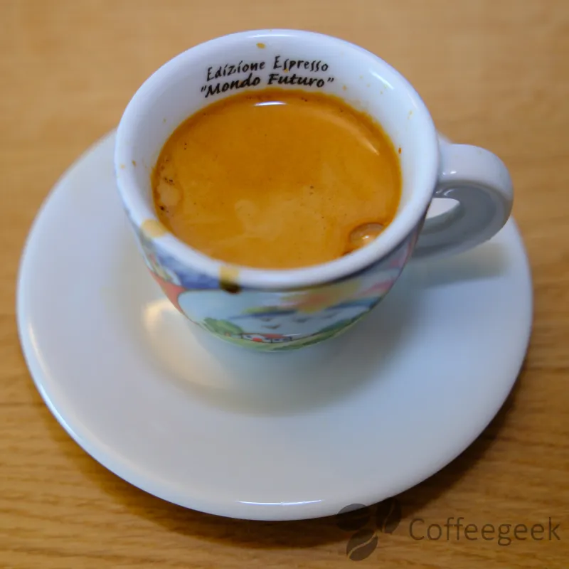 Pink Betania espresso result in the cup
