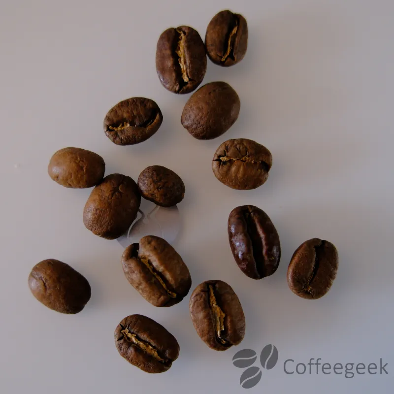 Roasted Pink Betania filter-roast coffee beans showing the roast level
