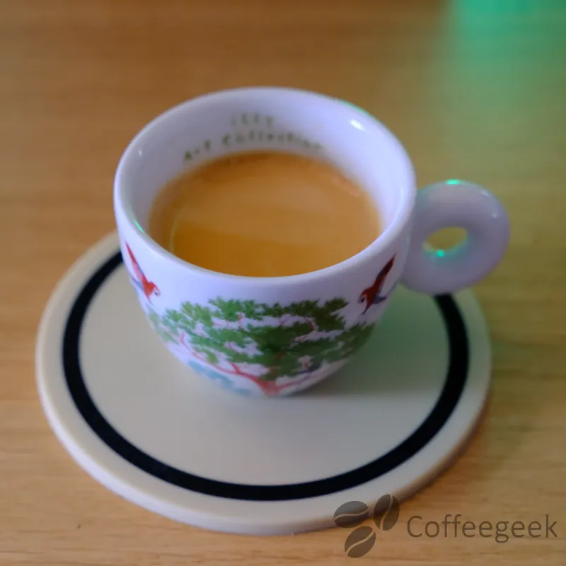 Espresso estratto con la De'Longhi PrimaDonna Aromatic, servito in una tazzina illy sul piattino