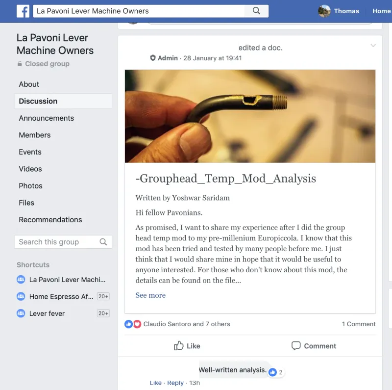 Gemeenschap La Pavoni Lever Machine Owners