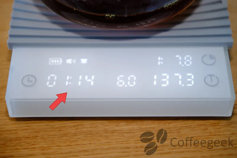 Pour-over-timer på Timemore Basic 3.0